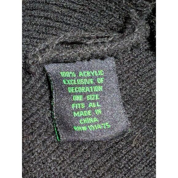 John Deere Men's Micro Fleece Lined Beanie Black with Patch Logo One Size - Picture 3 of 3